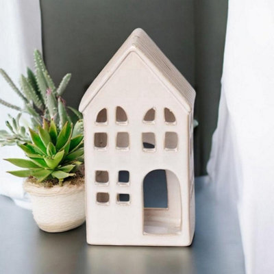 Minster House Tealight HolderCeramicL9 X W6 X H17 CmCream from B&Q