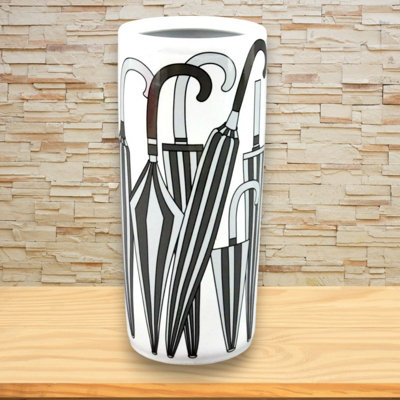 Minster Umbrella StandVaseL20 X W20 X H46 CmBlack/white from B&Q