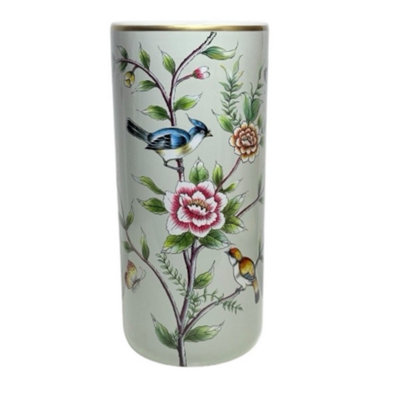 18"" Ceramic Umbrella Stand, Large Vase Home, Bird & Flowers Decor Home Gift - Image 9