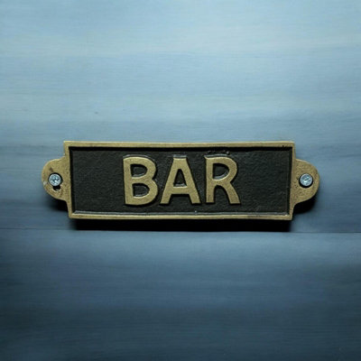 Minster "bar"Wall SignMetalL1 X W15 X H6 CmBlack from B&Q