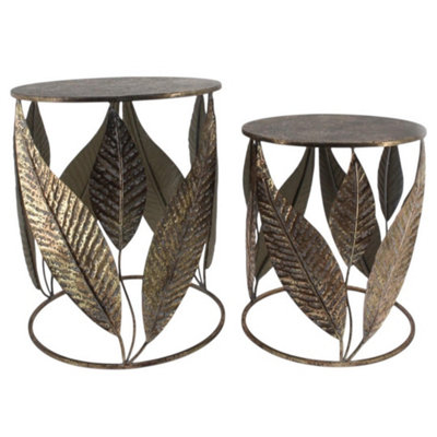 Minster 61/50Cm Leaf Design Metal Tables (Set Of 2)L50 X W50 X H61 Cm from B&Q
