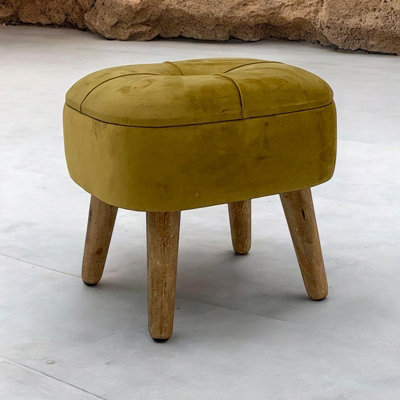 Minster StoolWood/velvetL30 X W30 X H34 CmYellow from B&Q