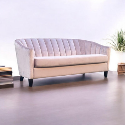 Minster 3 Seater SofaVelvetL74 X W189 X H80 CmPink from B&Q