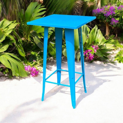 Minster Garden Bar TableMetalL60 X W60 X H115 CmBlue from B&Q