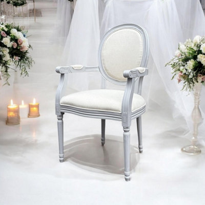 Minster Frame Linen Fabric Louis Dining ChairL52 X W45 X H94 CmGrey from B&Q