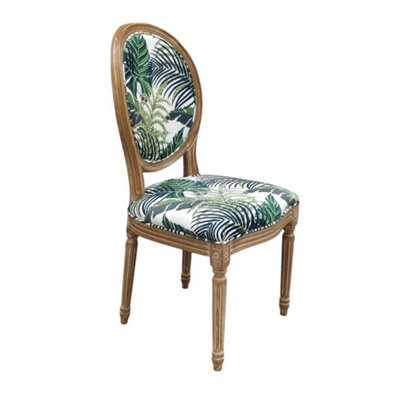 Minster Palm Leaf Fabric Louis Dining ChairL62 X W52 X H97 Cm from B&Q