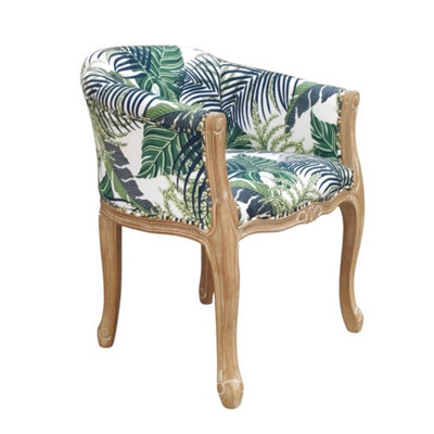 Minster Natural Palm Leaf Fabric Louis Dining ChairL57 X W64 X H68 Cm from B&Q