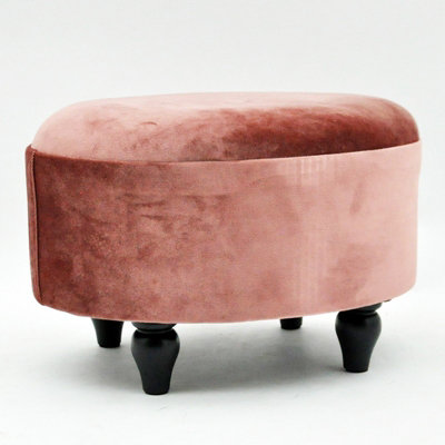 Minster Oval FootstoolVelvetL27 X W40 X H30 CmPink from B&Q
