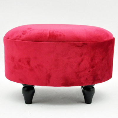 Minster Oval FootstoolVelvetL27 X W40 X H30 CmRed from B&Q