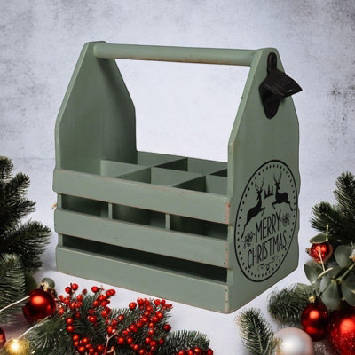 Minster 6 Bottle Holder With OpenerL19 X W27 X H30 CmRustic Green from B&Q