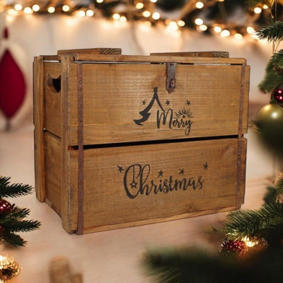 Minster Merry Christmas BoxWoodL19 X W27 X H30 Cm from B&Q