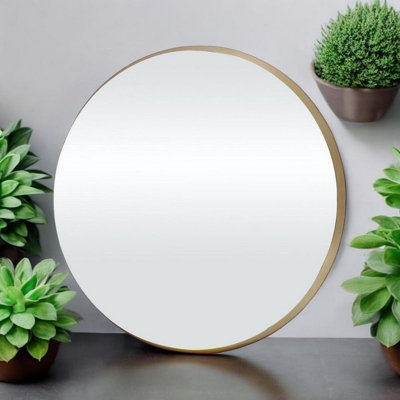 Minster Bevelled Round MirrorL5 X W50 X H50 CmGold from B&Q