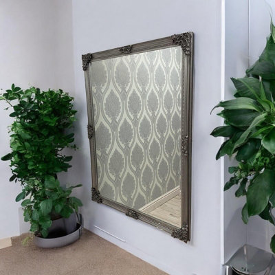 Minster Framed Wall MirrorL8 X W92 X H122 CmSilver from B&Q