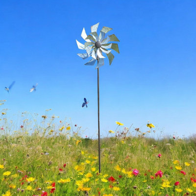 59"" Metal Windmill Garden Spinner Outdoor Lawn Yard Stake Wind Spinner Decor - Image 5