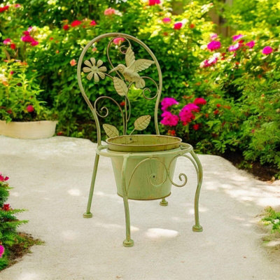 Minster Single Garden PlanterMetalL27 X W22 X H44 CmLeaf Green from B&Q