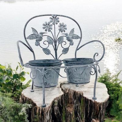 Minster Double Garden PlanterMetalL29 X W46 X H44 CmStone Grey from B&Q