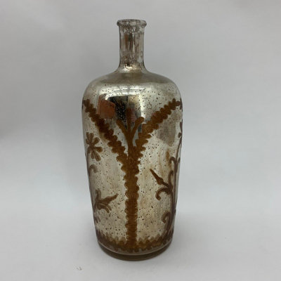 Minster 15 Inch Decorative VaseTinted GlassL16 X W16 X H38 CmAntique Silver from B&Q