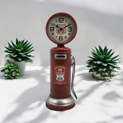 Route 66 Mantel Clock Petrol Pump – Stylish Table top Timepiece Decor - Image 5