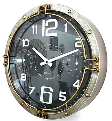 Minster Wall ClockL8 X W40 X H40 CmSilver from B&Q