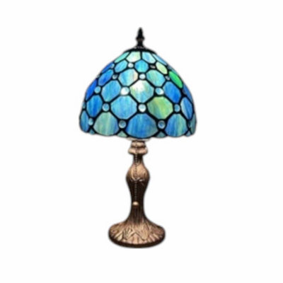 Minster 8 Inch Tiffany Lamp And ShadeL20 X W20 X H36 CmBlue from B&Q