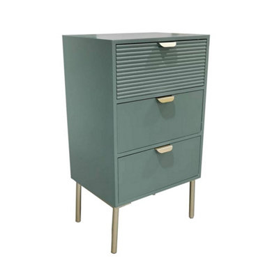 Minster 3 Drawers Chest Of DrawersWoodL30 X W40 X H75 CmGreen from B&Q