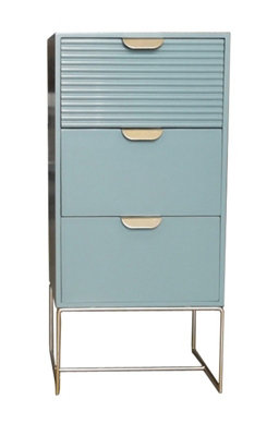 Minster 3 Drawer Bedside TableWoodL24 X W30 X H64 CmGreen from B&Q