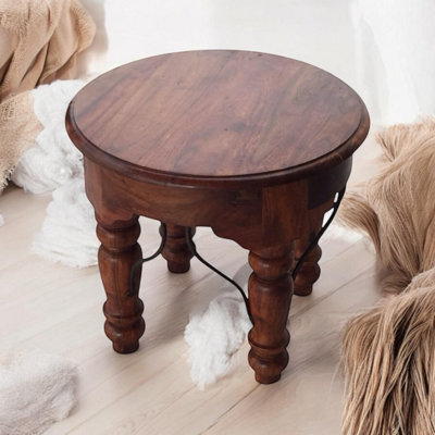 60Cm Wooden Round Table With Decorative Legs from B&Q