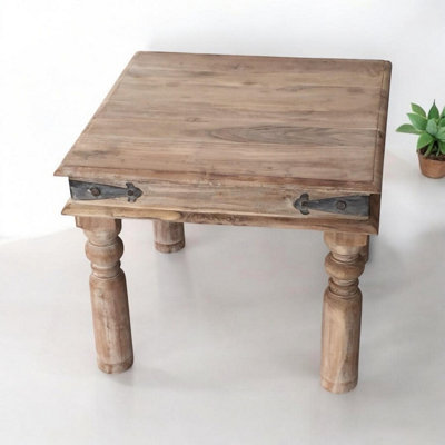 45Cm Wooden Square Table With Black Decorative Hinges from B&Q