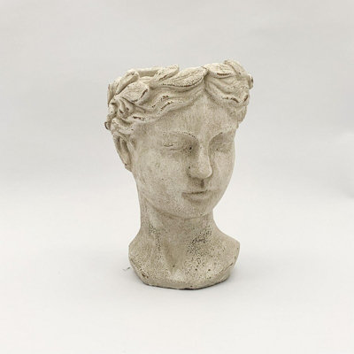 35Cm Cream Cement Bust Pot Garden Ornament from B&Q