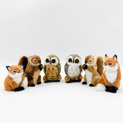 Minster 16Cm Standing OwlFoxSquirrel-6 AsstFabricL10 X W10 X H24 Cm from B&Q