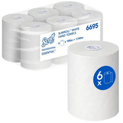 (6-Rolls) Scott 6695 Essential Slimroll Rolled White Paper Hand Towels (VAT Incl - Image 3