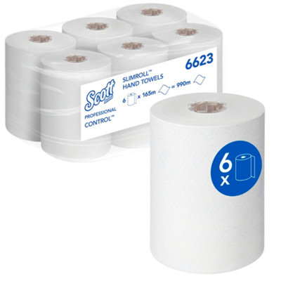 Scott Control Slimroll White Disposable Paper Hand Towels 1 Ply 6623 6 Rolls X 165M - Image 2