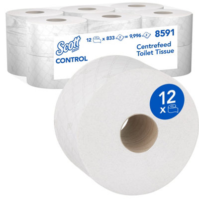Scott Control Centrefeed Toilet Tissue 85912 Ply Toilet Paper12 Toilet Rolls X 833 Toilet Paper Sheets (9,996 Total)