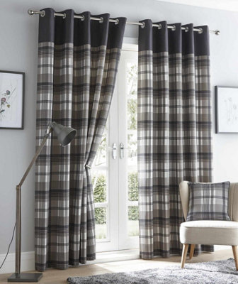 Portfolio Home Orleans Charcoal Eyelet Curtains 66 X 72 from B&Q