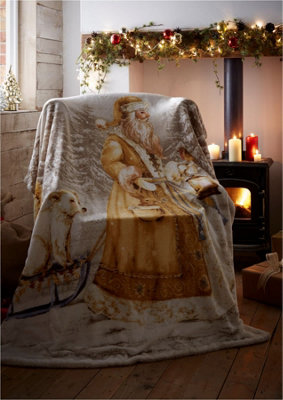 Portfolio Home Twilight Santa Sherpa Fleece Throw 130 X 170Cm from B&Q