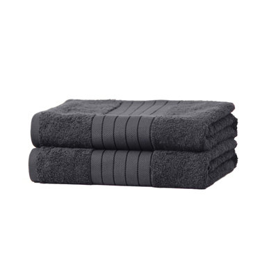 Ohs Luxury 100% Cotton 2 X Jumbo Bath SheetsCharcoal Grey from B&Q