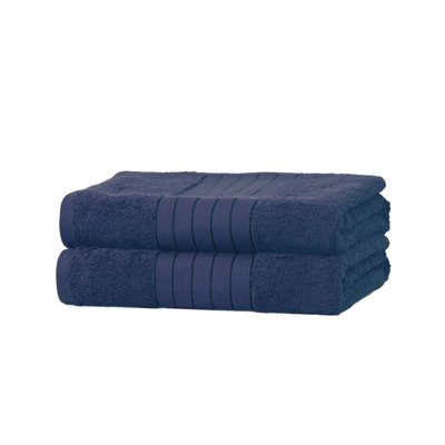 Ohs Luxury 100% Cotton 2 X Jumbo Bath SheetsNavy Blue from B&Q