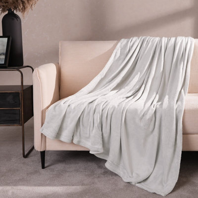 Ohs Ultra Soft Blanket Throw Warm Flannel FleeceSilver120 X 150 Cm from B&Q
