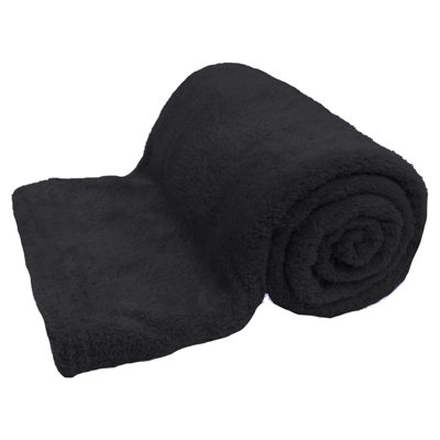 Ohs Teddy Fleece Blanket Large Throw Over Bed from B&Q