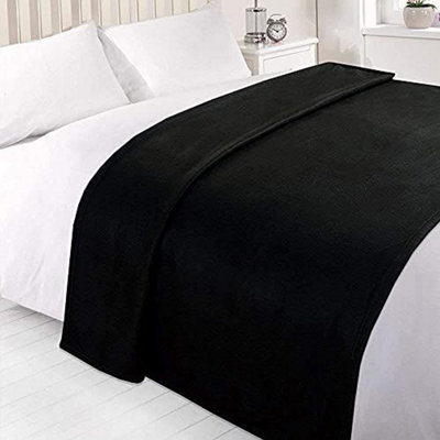 OHS Warm Plain Fleece Throw Over Bed Sofa Blanket from B&Q