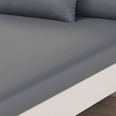 OHS Plain Dye Super Soft Non Iron Microfibre Fitted Bed Sheet from B&Q