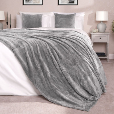 OHS Luxury Large Waffle Honeycomb Mink Warm Throw from B&Q