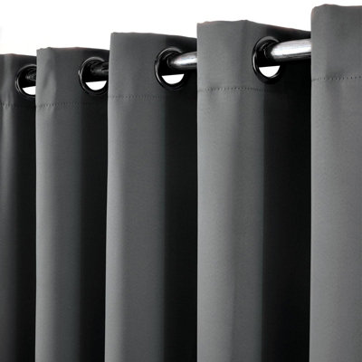 Ohs Eyelet Blackout Curtains Set Of 2 Thermal Ring Top Window Treatment PanelsCharcoal GreyWidth 66" X Drop 90" from B&Q