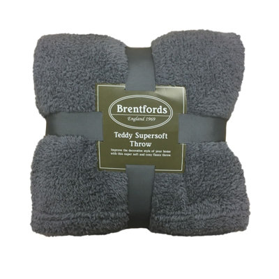 Ohs Teddy Fleece Blanket Large Throw Over Bed from B&Q