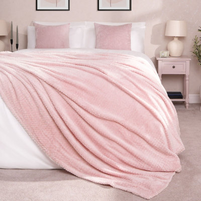 OHS Luxury Large Waffle Honeycomb Mink Warm Throw from B&Q