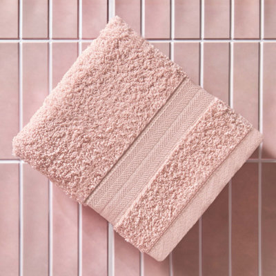 Ohs Luxury 100% Cotton Face Cloth Bathroom Towel30 X 30CmBlush from B&Q