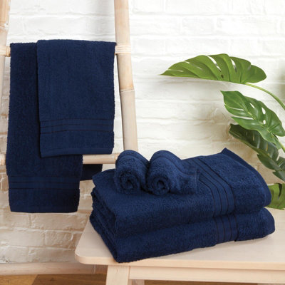 Ohs Luxury 100% Cotton Bath Sheet Bathroom Towel90 X 150CmNavy from B&Q