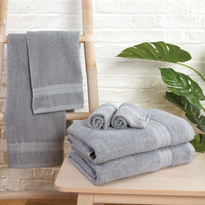 Ohs Luxury 100% Cotton Bath Sheet Bathroom Towel90 X 150CmSilver from B&Q