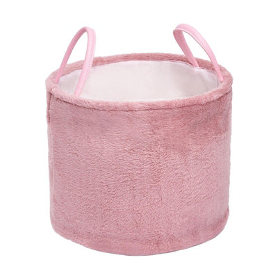 Ohs Teddy Fleece Storage Hamper Handles Home Organiser Laundry BasketBlush from B&Q