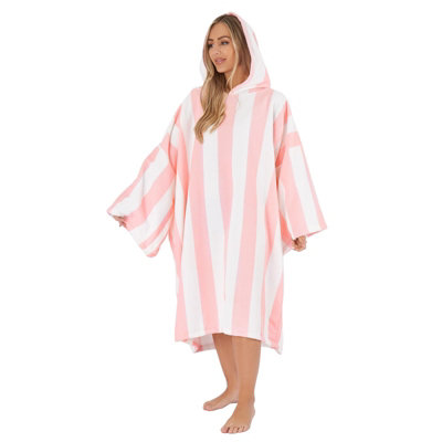 OHS Stripe Poncho Towel Hooded Absorbent Bath Robe from B&Q